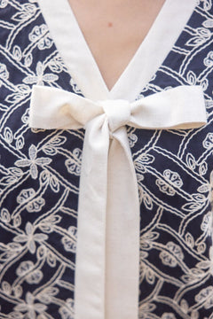 Embroidered Ruffle Sleeve Ribbon Dress - Lush Lemon - Women&