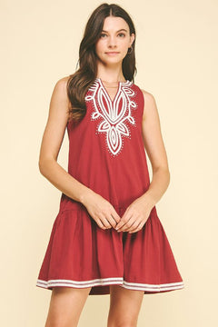 Embroidered Sleeveless Tiered Mini Dress - Lush Lemon - Women&