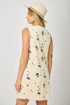 Embroidered Wash Shift Dress - Lush Lemon - Women&