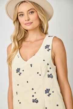 Embroidered Wash Shift Dress - Lush Lemon - Women&