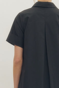 Black Gold Button Midi Dress