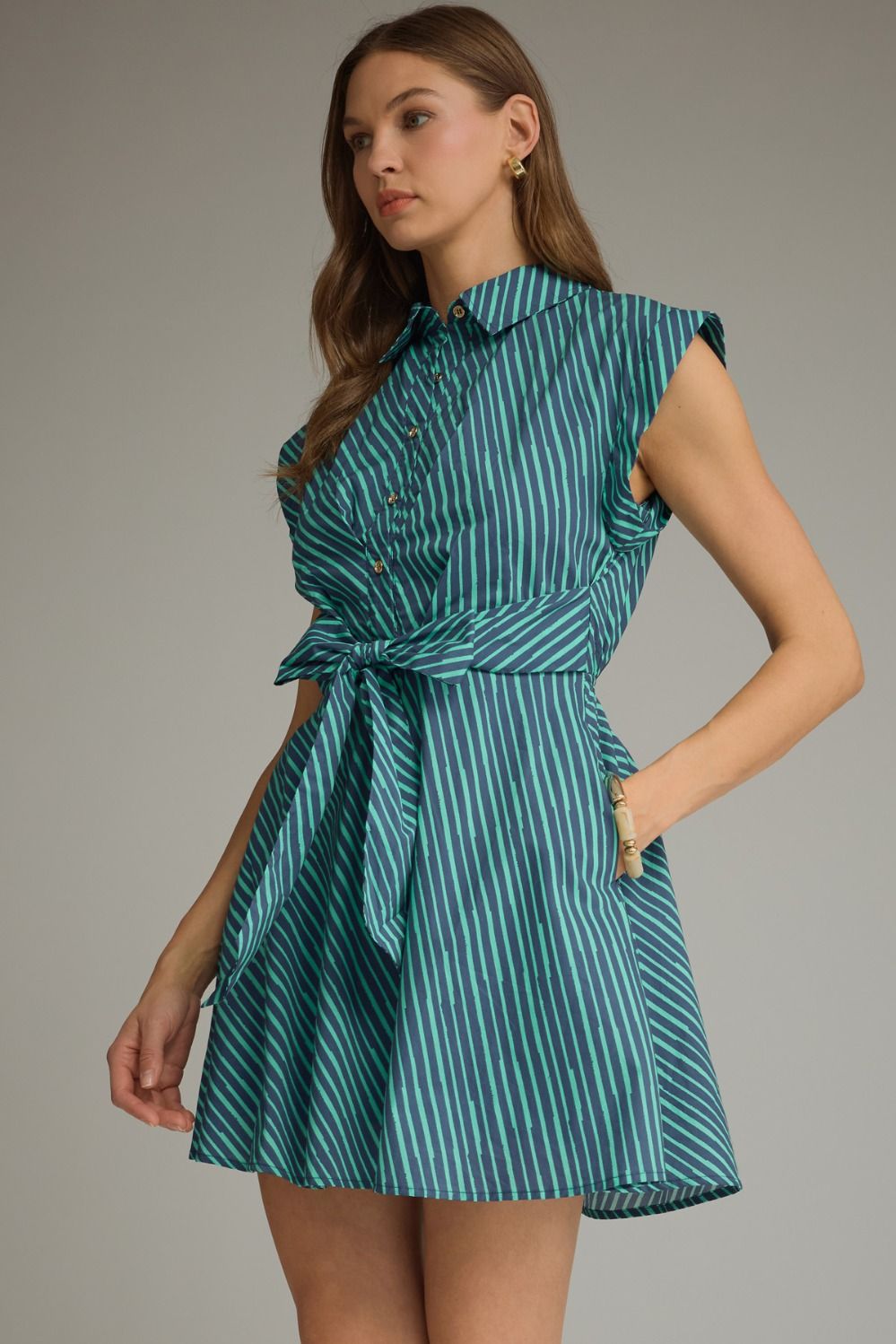 Striped Tie Waist Mini Dress