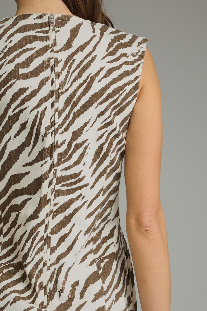 Zebra Print Shoulder Detail Mini Dress