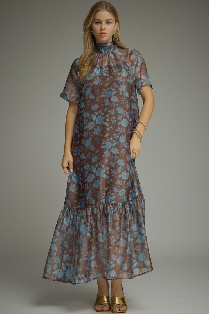 Floral Sheer Overlay Maxi Dress