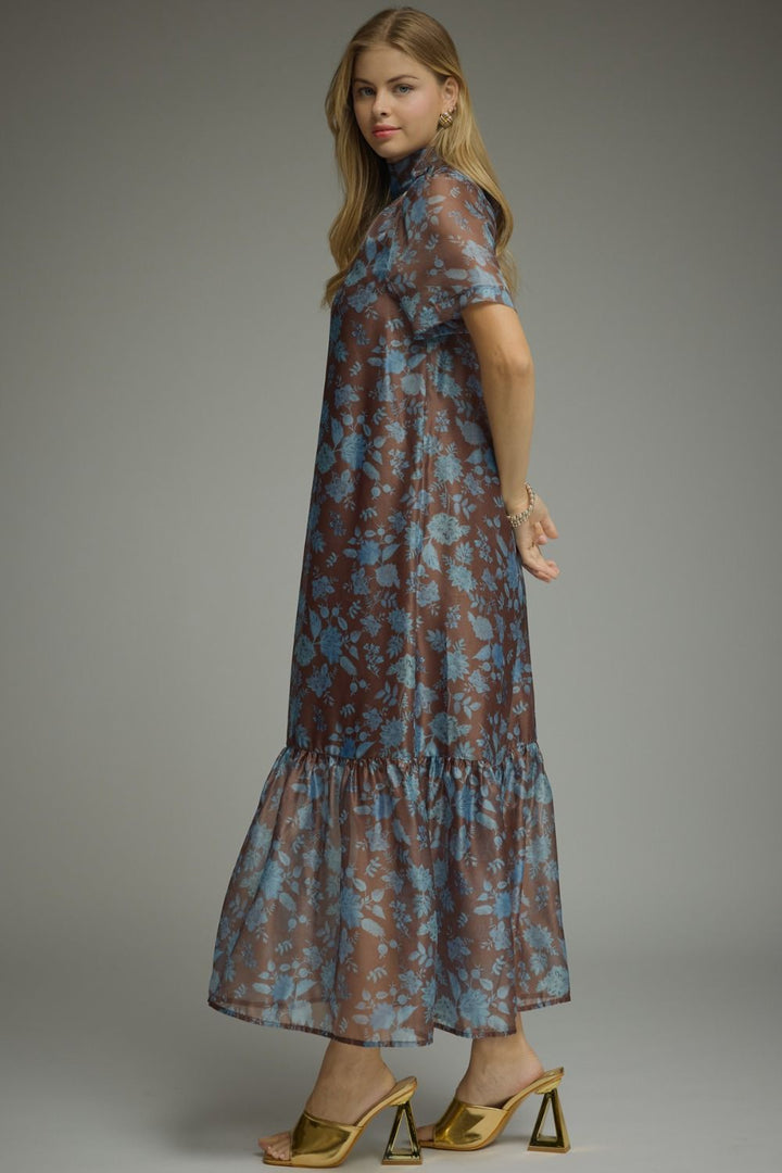 Floral Sheer Overlay Maxi Dress