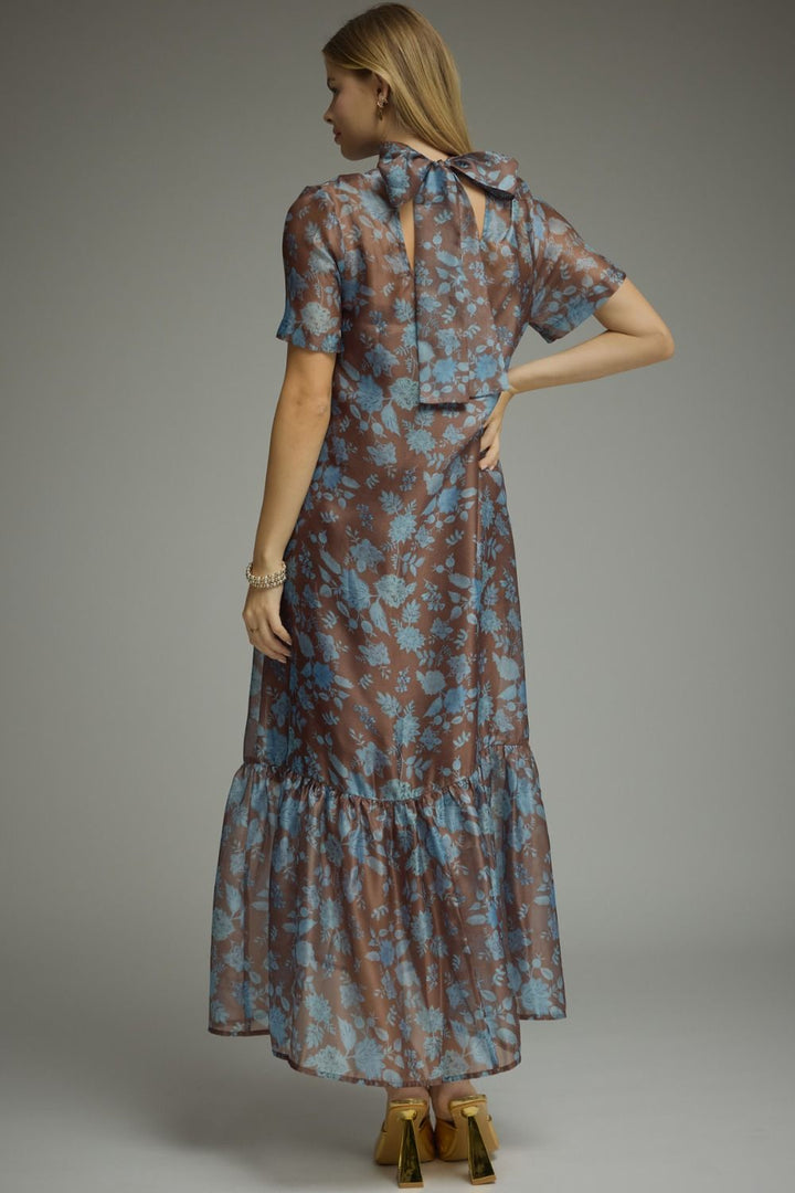 Floral Sheer Overlay Maxi Dress