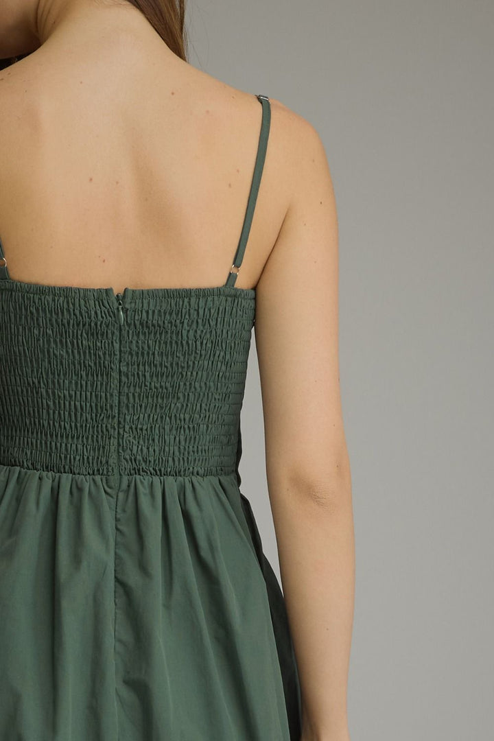 Pleated Cotton Midi Dress