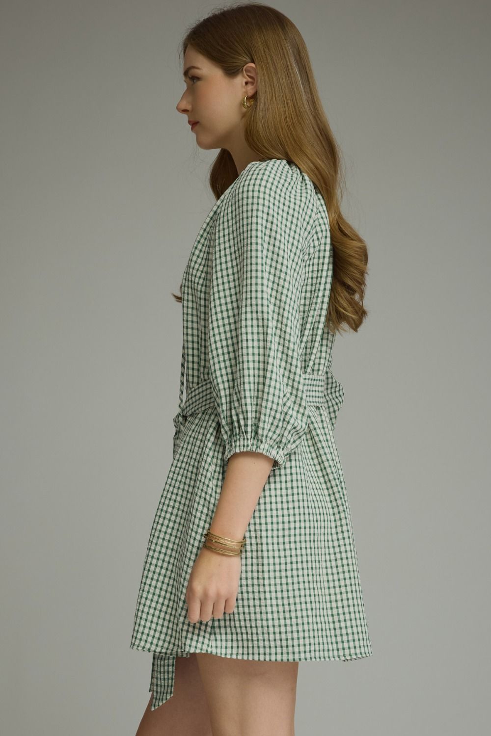 Gingham Tie Waist Mini Dress