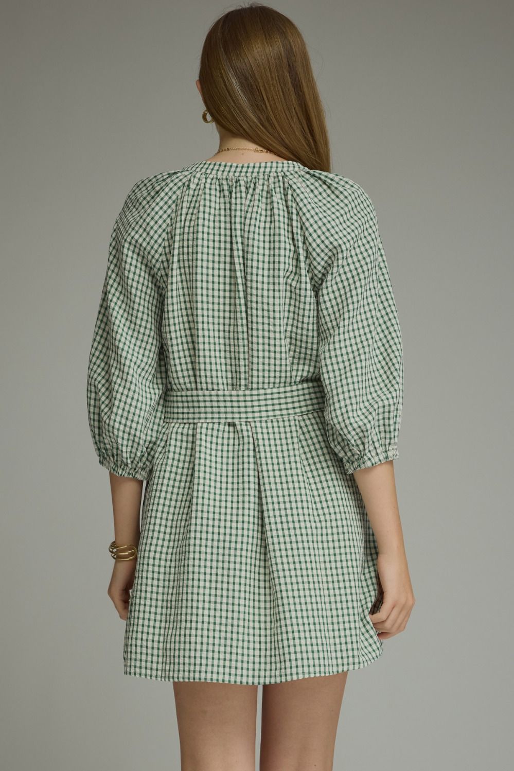 Gingham Tie Waist Mini Dress