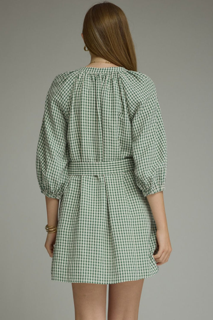 Gingham Tie Waist Mini Dress