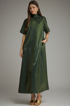 Satin Maxi Dress W/ Tie Back