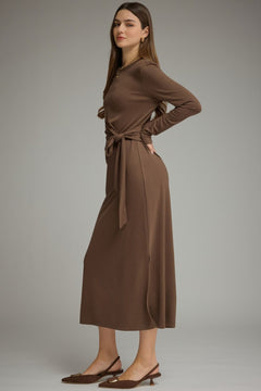 Side Tie Waist Midi Dress