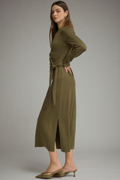 Side Tie Waist Midi Dress