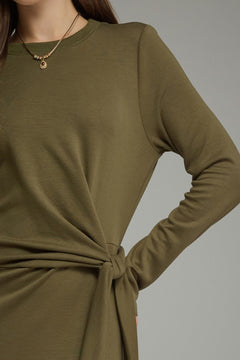 Side Tie Waist Midi Dress