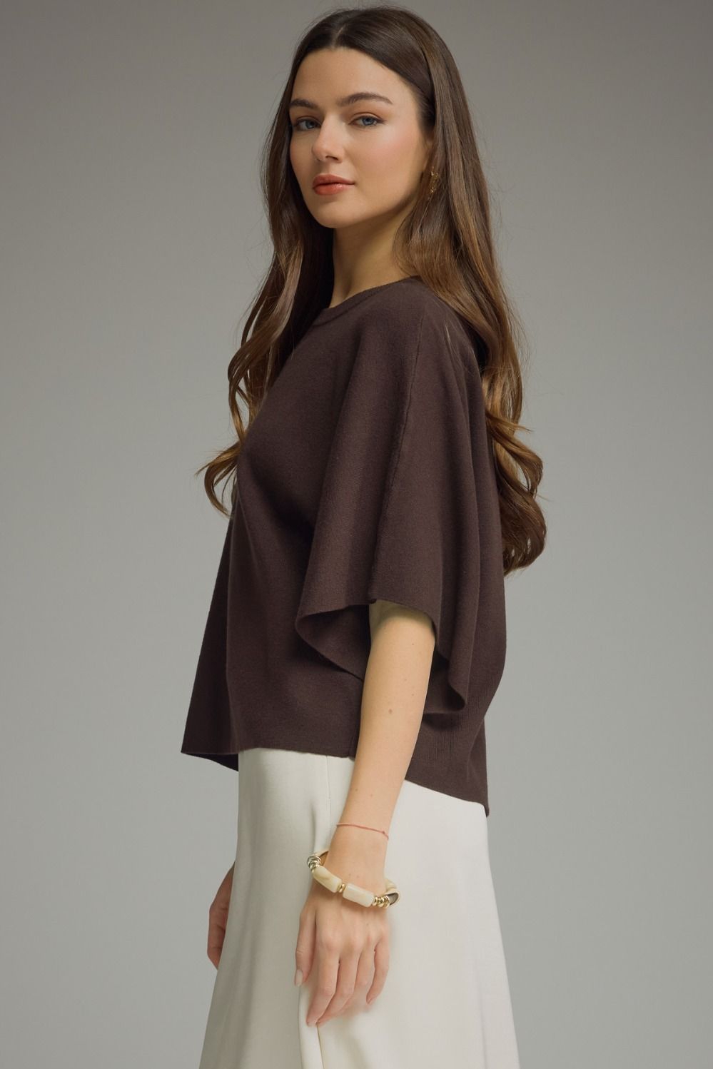 Relaxed Knit Top W/ Wide Sleeves