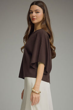 Relaxed Knit Top W/ Wide Sleeves