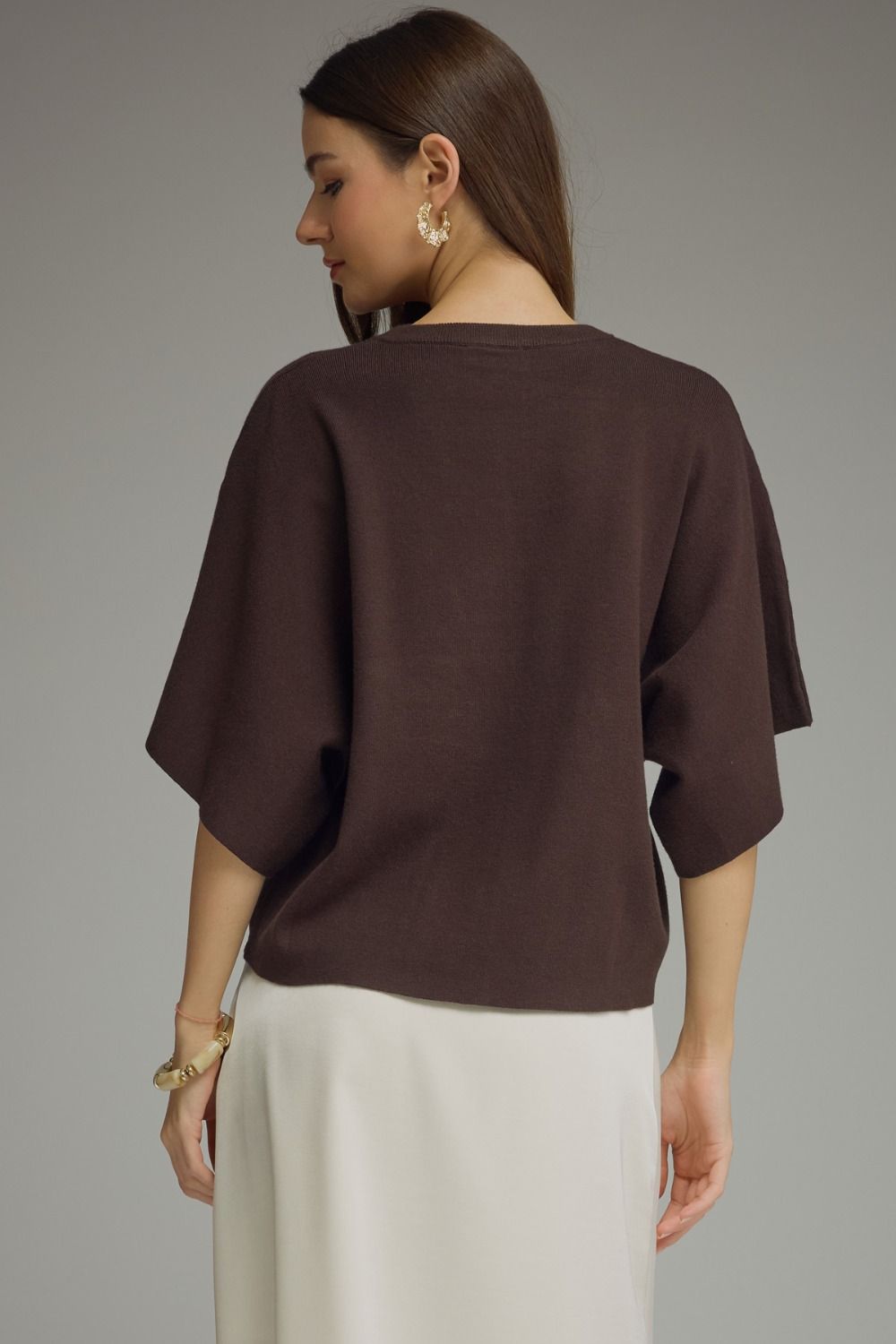 Relaxed Knit Top W/ Wide Sleeves