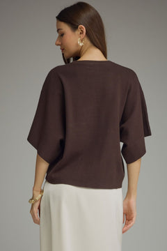 Relaxed Knit Top W/ Wide Sleeves
