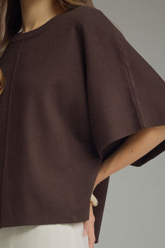 Relaxed Knit Top W/ Wide Sleeves