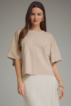 Relaxed Knit Top W/ Wide Sleeves
