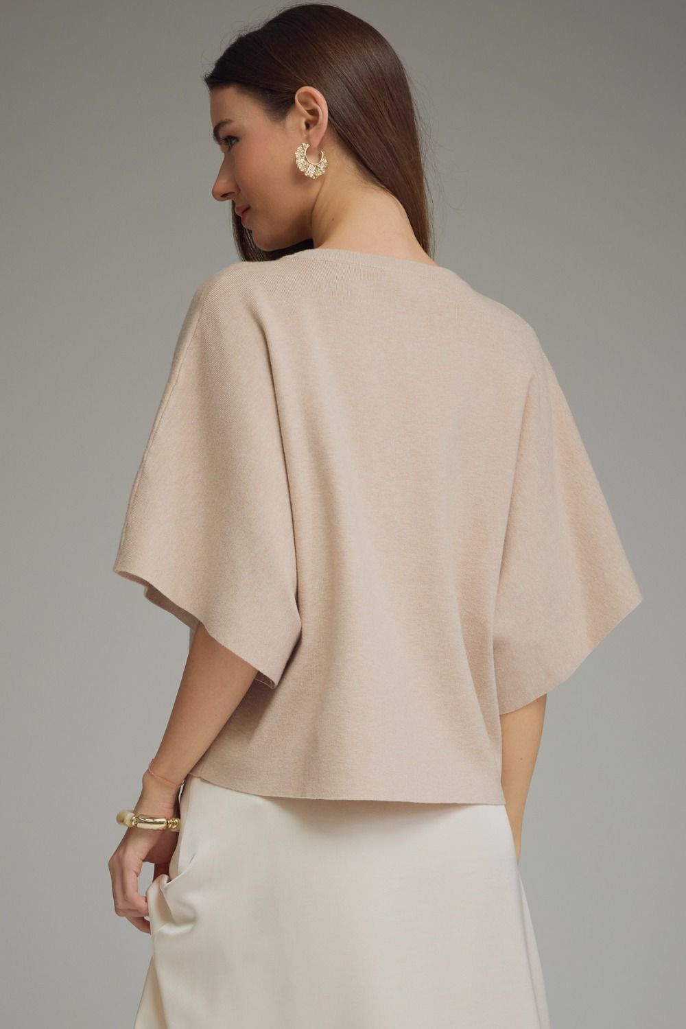 Relaxed Knit Top W/ Wide Sleeves