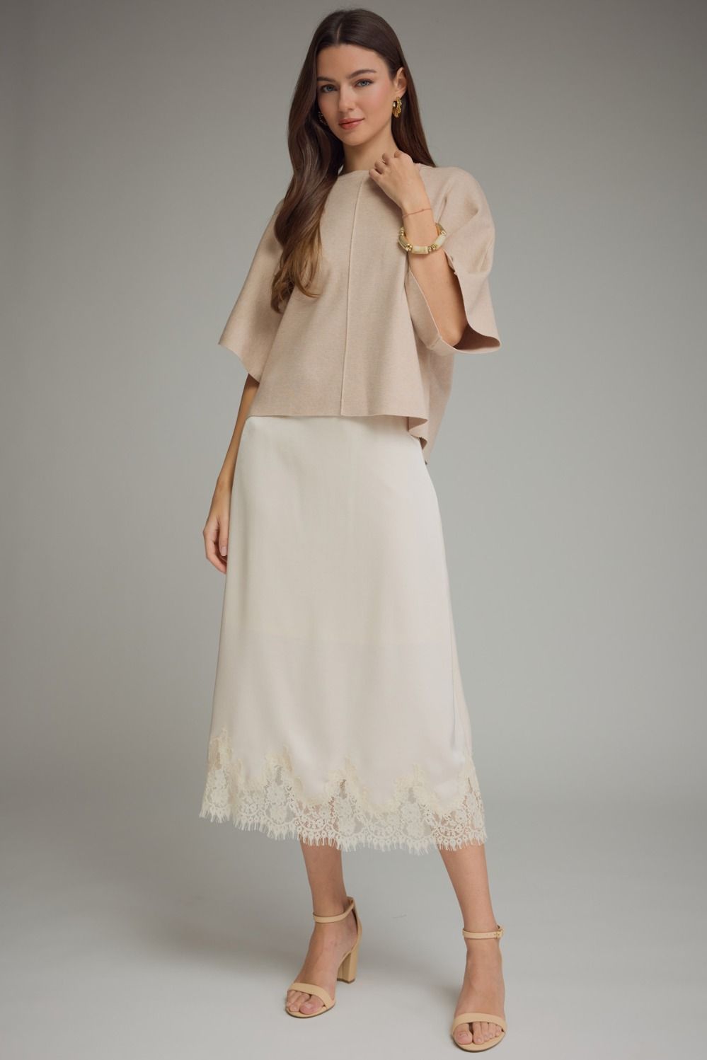 Relaxed Knit Top W/ Wide Sleeves
