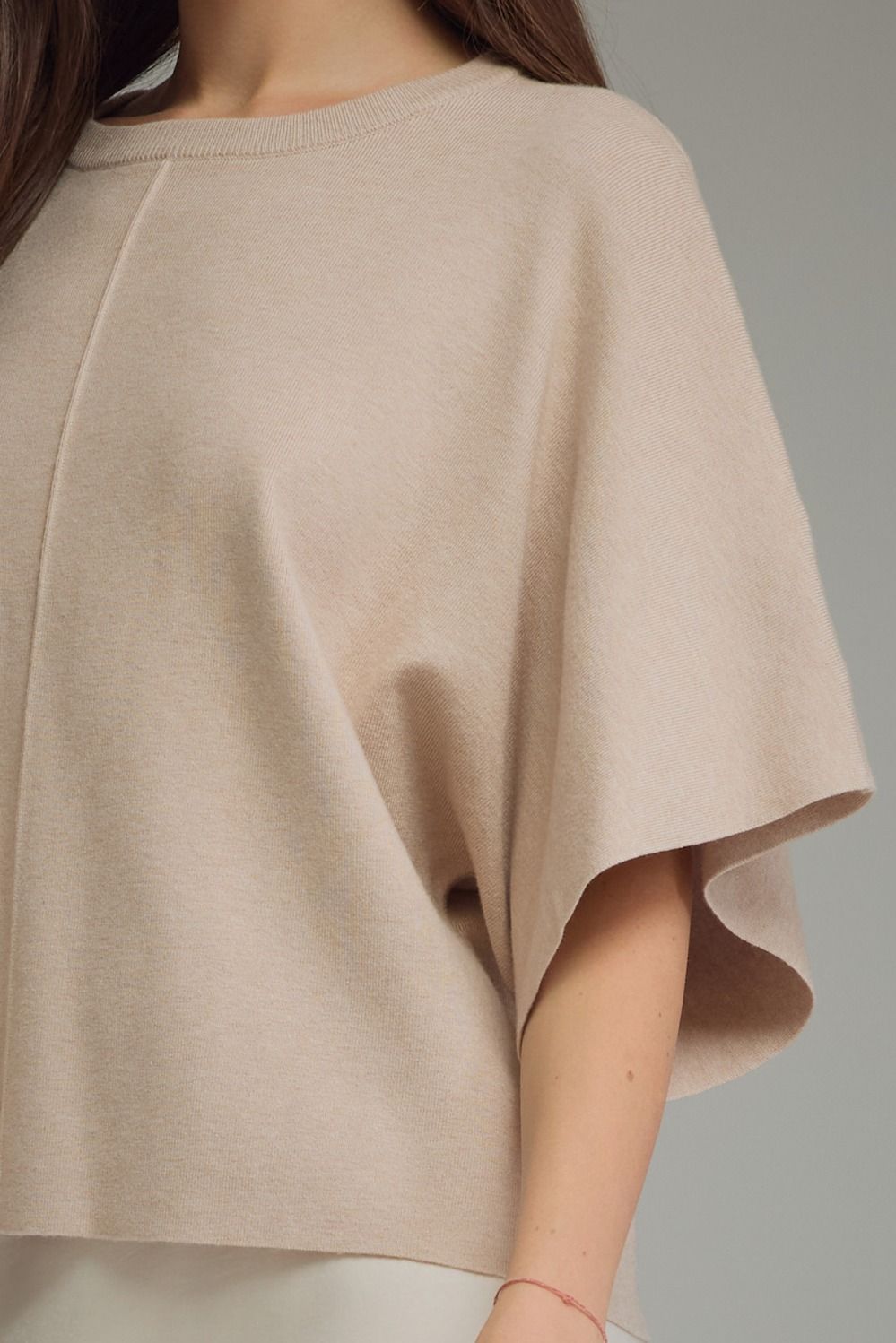 Relaxed Knit Top W/ Wide Sleeves