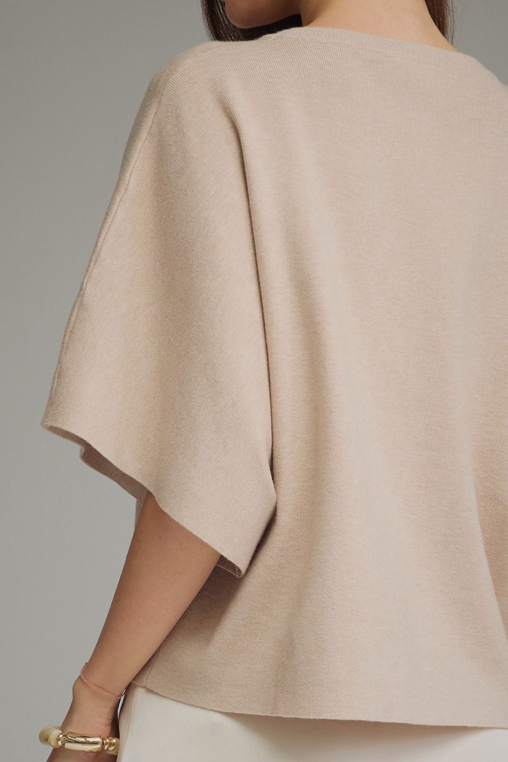 Relaxed Knit Top W/ Wide Sleeves