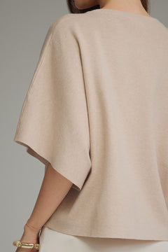 Relaxed Knit Top W/ Wide Sleeves