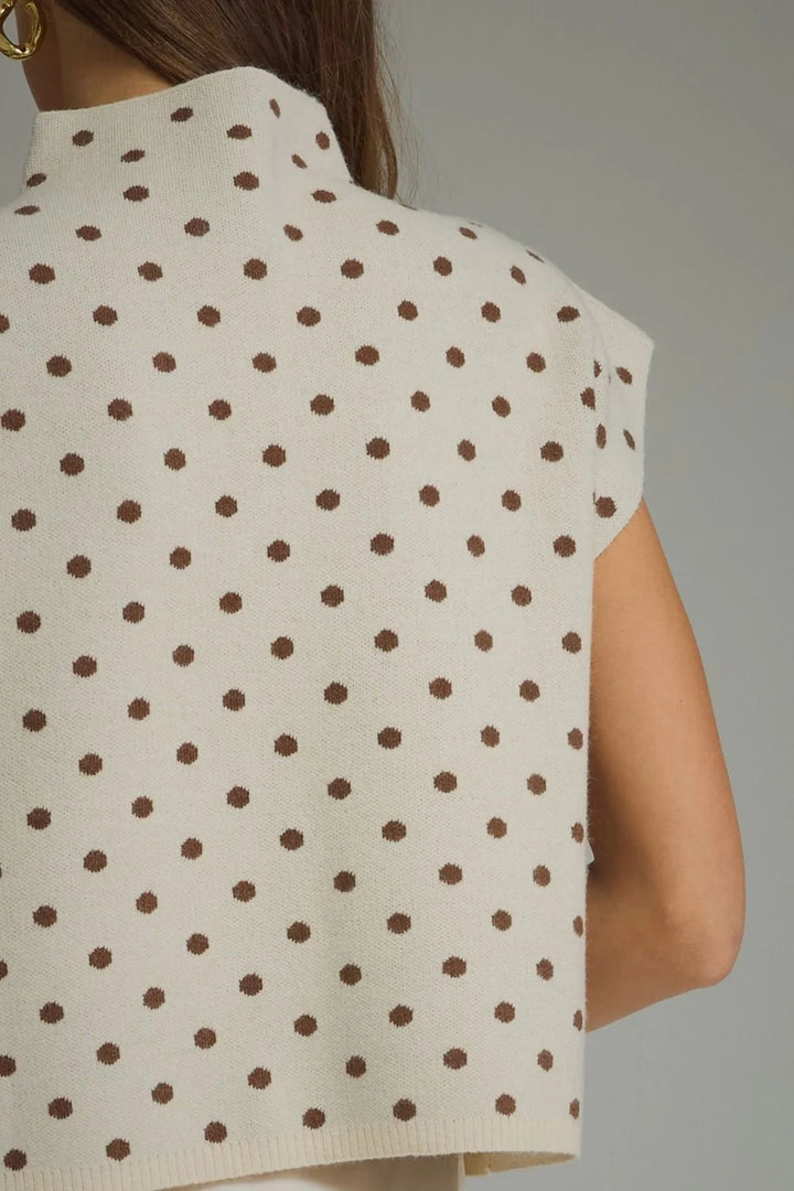 Polka Dot Mock Neck Sweater Top