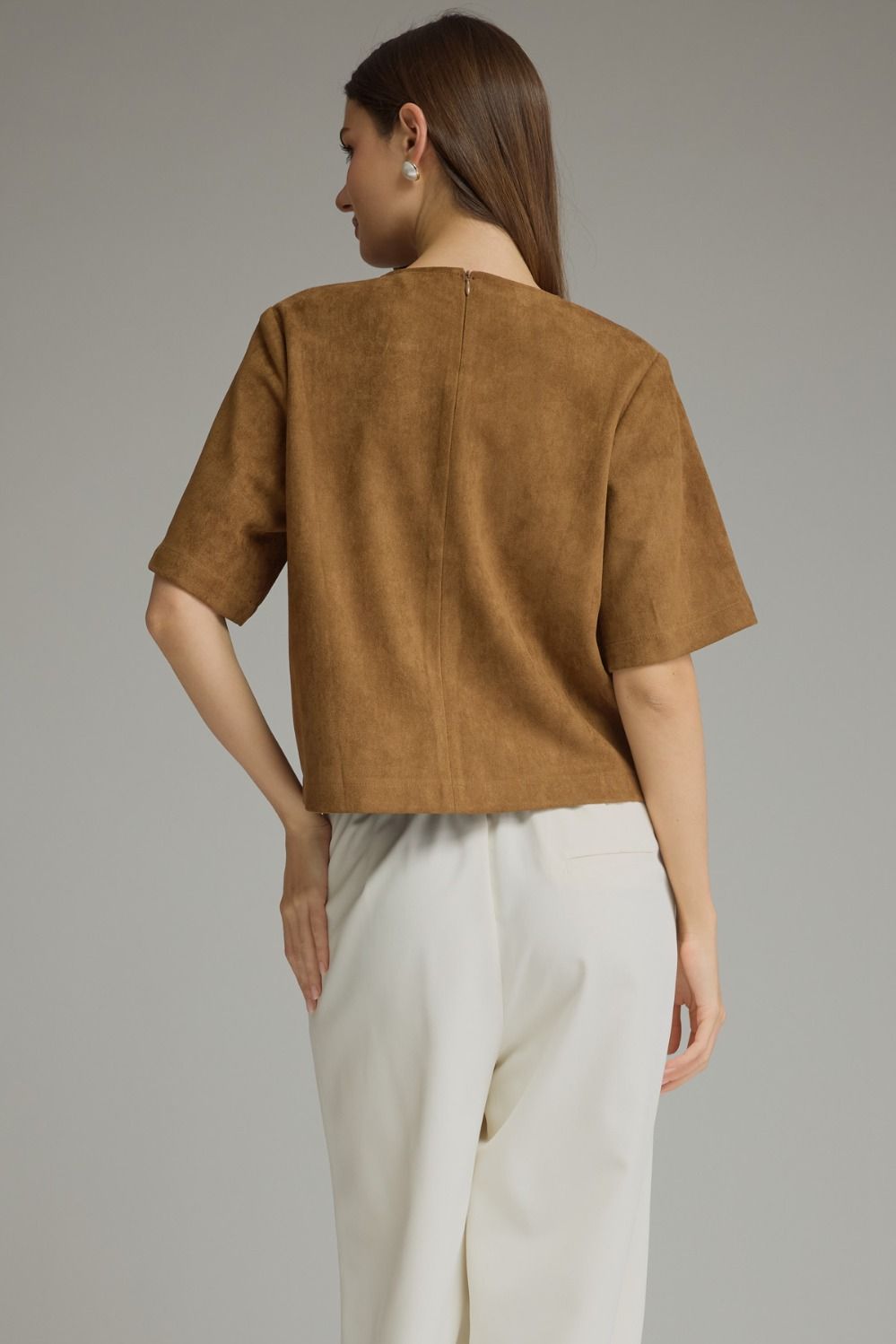 Faux Suede Hardware Pocket Top