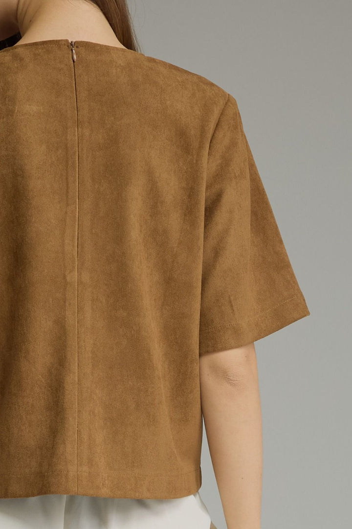 Faux Suede Hardware Pocket Top