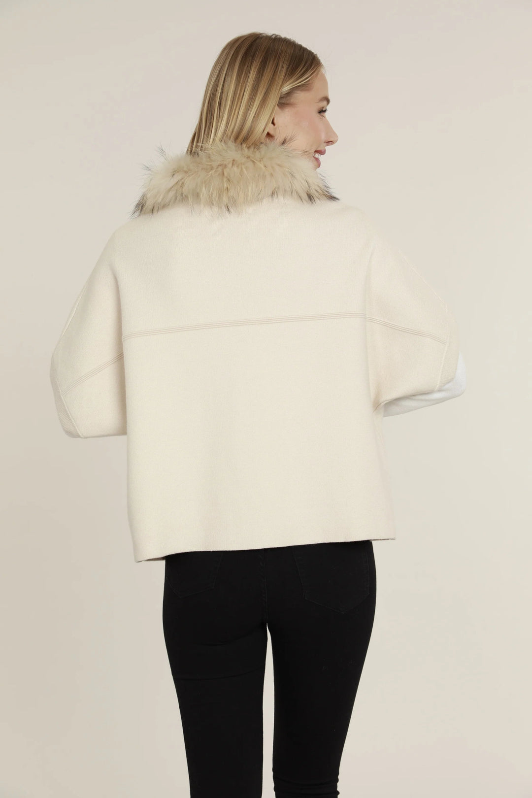 Faux Fur Collar Short Sleeve Cardigan - Lush Lemon - Women's Clothing - Dolce Cabo - 63571151426749