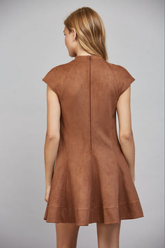 Faux Suede Fit &amp; Flare Dress - Lush Lemon - Women&