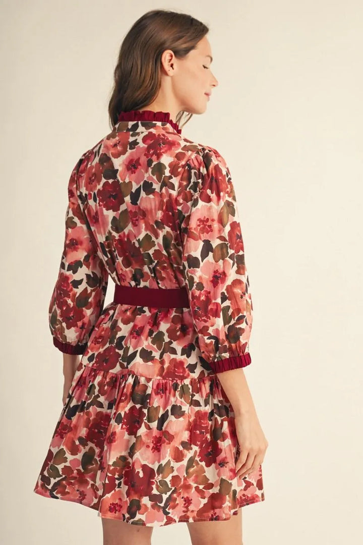 Floral Tie Waist Mini Dress