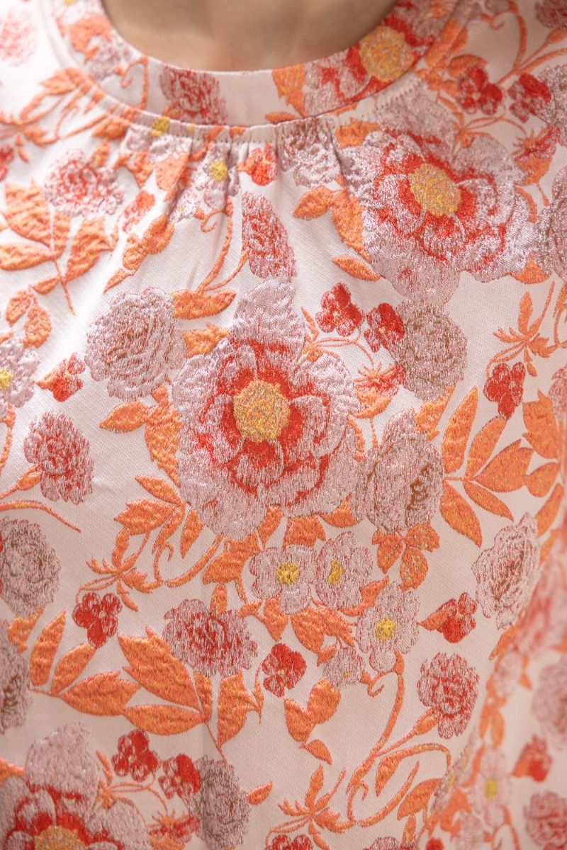 Feather Fringe Floral Jacquard Top - Lush Lemon - Women's Clothing - Voy - 93144711097821