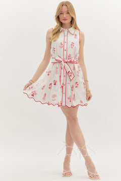 Flora Scallop Hem Mini Dress - Lush Lemon - Women&