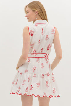 Flora Scallop Hem Mini Dress - Lush Lemon - Women&
