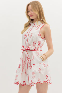 Flora Scallop Hem Mini Dress - Lush Lemon - Women&