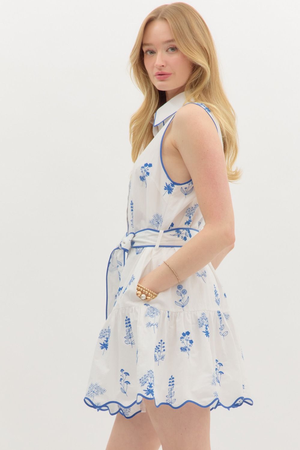 Flora Scallop Hem Mini Dress - Entro Flora Scallop Hem Mini Dress - Entro