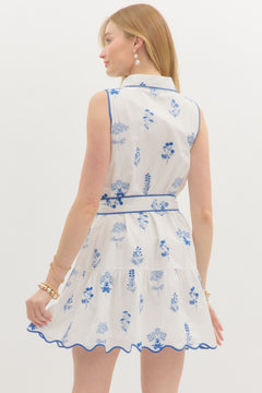 Flora Scallop Hem Mini Dress - Lush Lemon - Women&