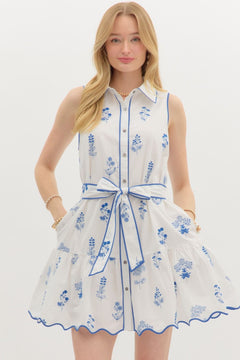 Flora Scallop Hem Mini Dress - Lush Lemon - Women&