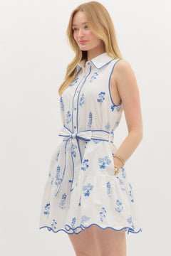 Flora Scallop Hem Mini Dress - Lush Lemon - Women&