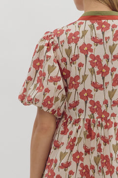 Floral Band Trim Tiered Mini Dress - Lush Lemon - Women&