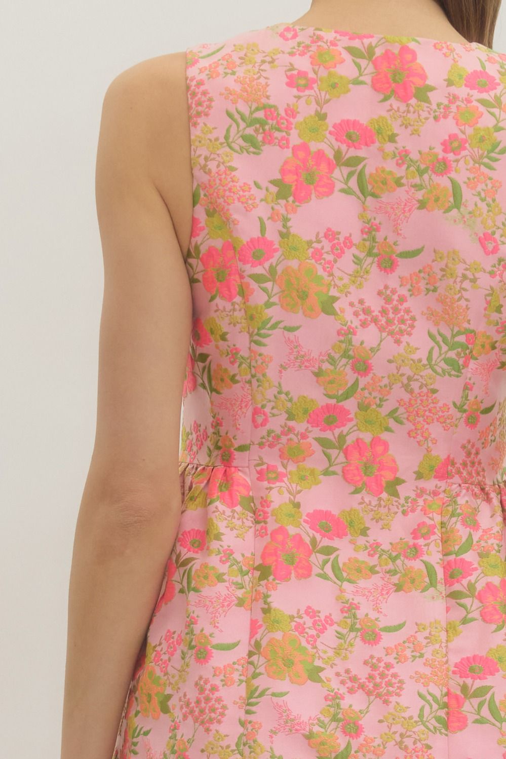 Floral Button Front Mini Dress - Lush Lemon - Women's Clothing - Entro - 90869911052637