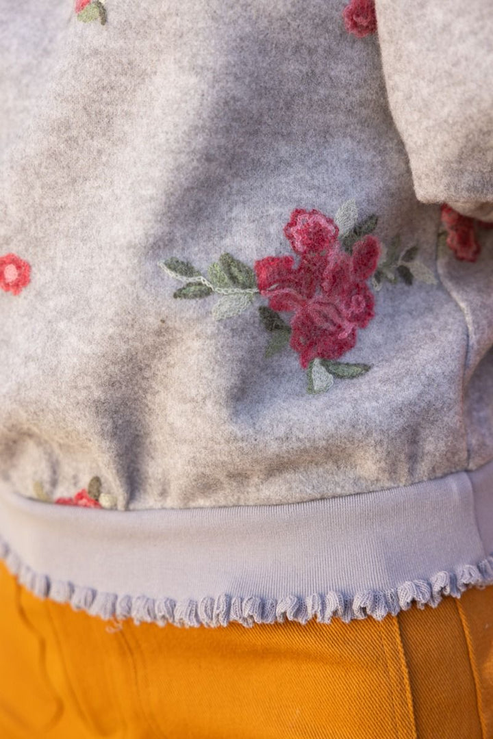 Floral Embroidered Bubble Sleeve Top - Lush Lemon - Women's Clothing - Voy - 19036001060477