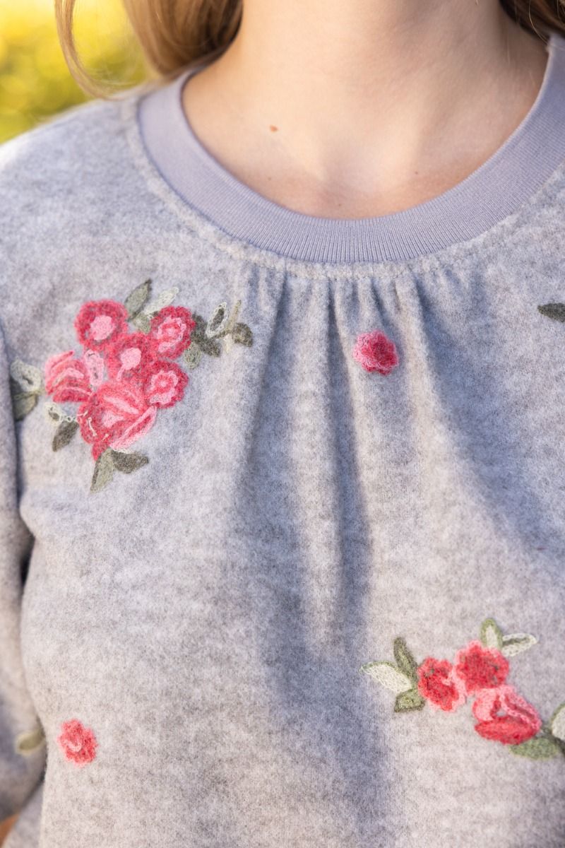 Floral Embroidered Bubble Sleeve Top - Lush Lemon - Women's Clothing - Voy - 19036001060477