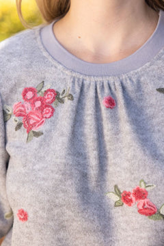 Floral Embroidered Bubble Sleeve Top - Lush Lemon - Women&