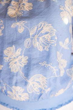 Floral Embroidered Elastic Banded Bubble Sleeve Top - Lush Lemon - Women&
