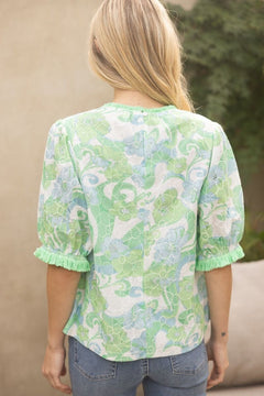 Floral Embroidered Lace Top W/Fringe Detail - Lush Lemon - Women&